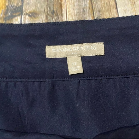 Banana Republic Navy Blue Tweed Side Zip Lined Skirt - Picture 5 of 6